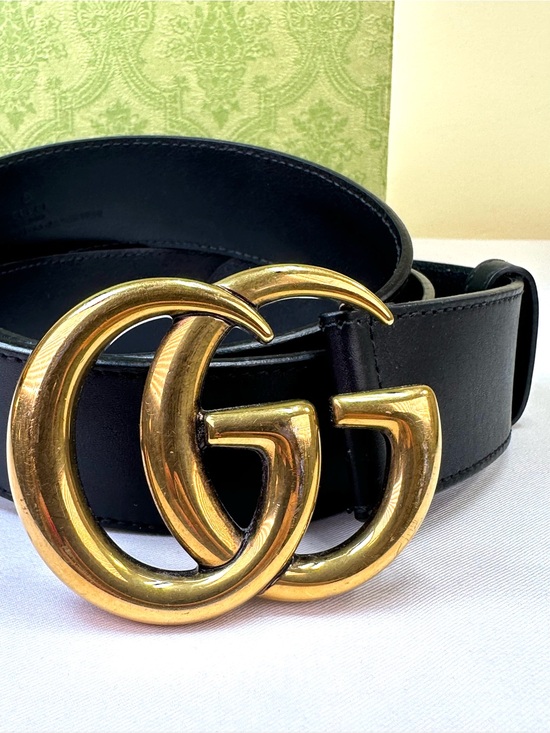 Gucci GG Marmont black leather belt Italy size 85/34 32”-36” 1.5”w, Box, COA main image 9